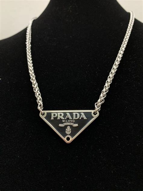 silver prada pendant necklace